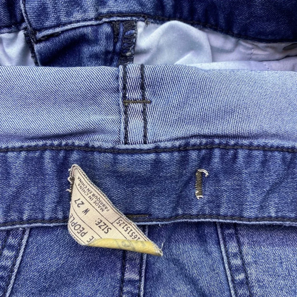 Free People Womens W27 Distressed Skinny Jeans Blue Ripped Knee Grunge